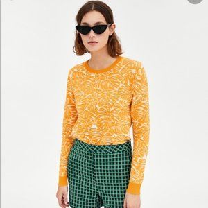 Zara | Yellow Tropical Print Sweater
